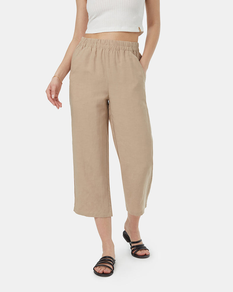 Brown-Womens-Cropped-Wide-Leg-Trousers