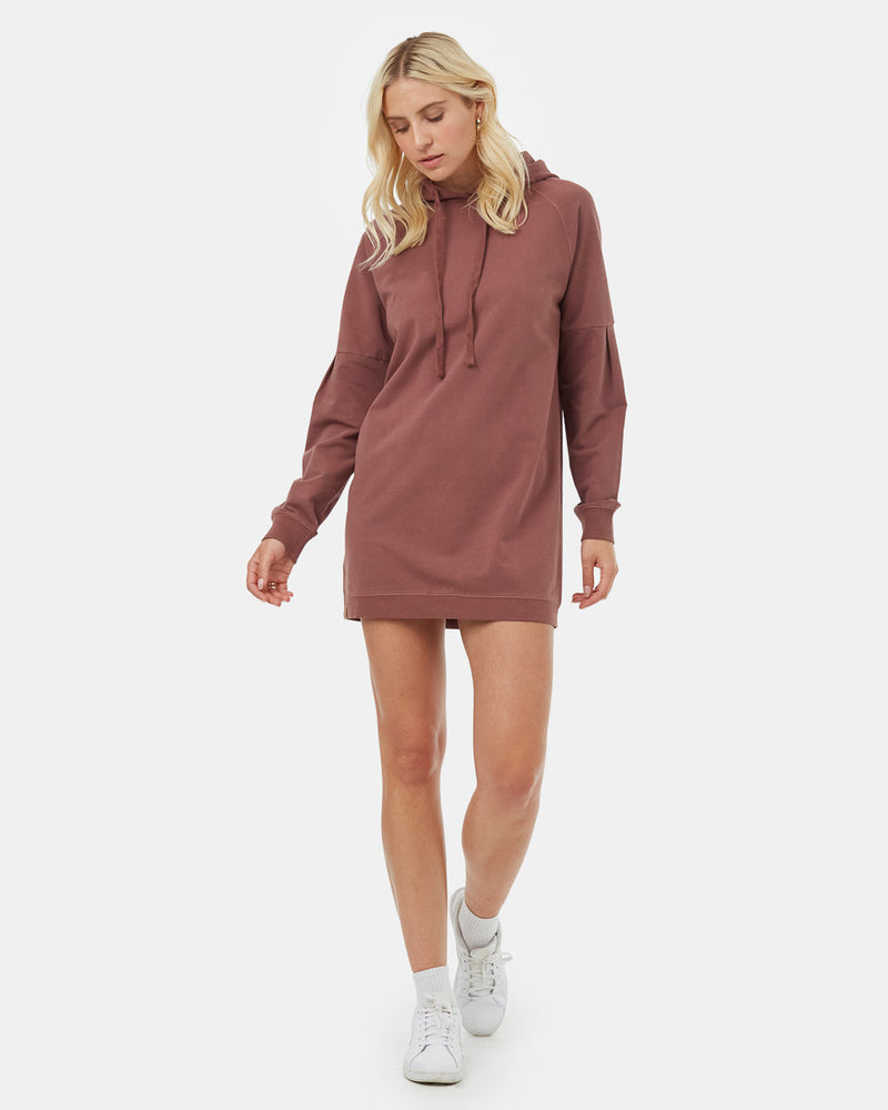Red Fleece Pullover Oversized Hoodie Dress