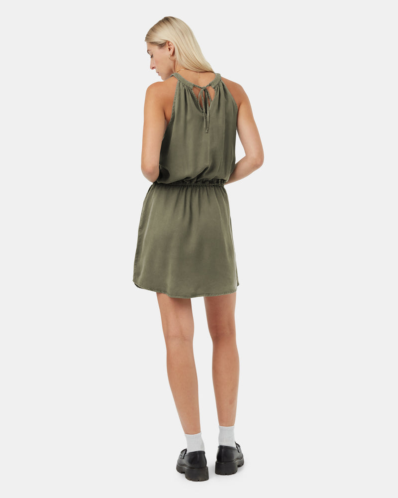 Green-Womens-Halterneck-Summer-Dress