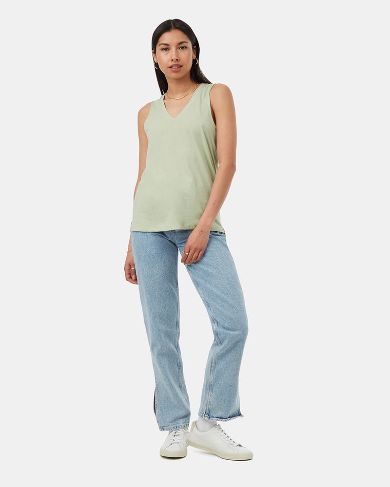 Green-Womens-Recycled-V-Neck-Tank-Top