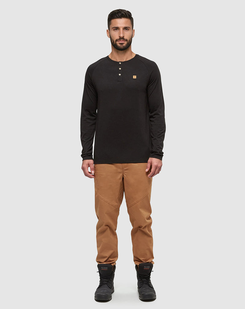 Mens-black-Eco-Friendly-Button-Henley-Shirt