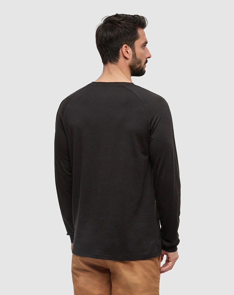Mens-black-Eco-Friendly-Button-Henley-Shirt