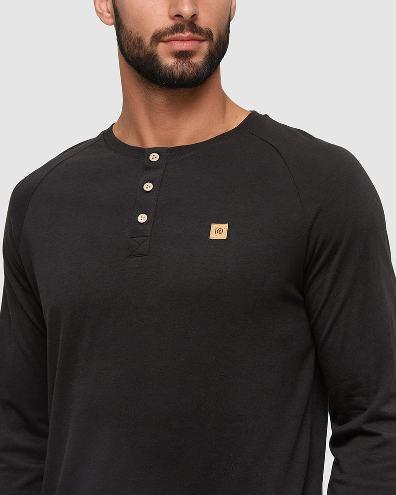 Mens-black-Eco-Friendly-Button-Henley-Shirt