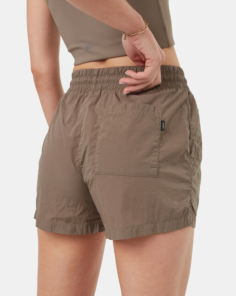 Womens-green-casual-summer-nylon-shorts